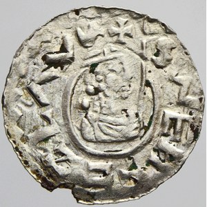 Břetislav II. (1092-1100). Denár. Cach-390. n. vylomená hr.