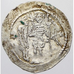 Soběslav I.  (1125-40). Denár. Cach-577 (na rubu vlevo i vpravo křížek)
