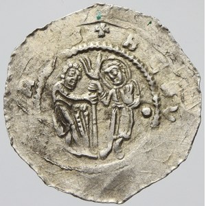 Vladislav II. (1140-58). Denár, kulička v ploše vpravo. Cach-587