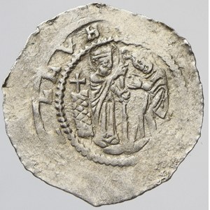 Vladislav II. (1140-58). Denár, kulička v ploše vpravo. Cach-587