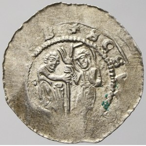 Vladislav II. (1140-58). Denár, kulička v ploše vlevo. Cach-587