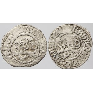 Vladislav II. (1471-1516). Bílý peníz, Paukert-38 a 44, hříva 4+4 a 3+4. nep. nedor.