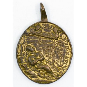 Sv. Ignác / sv. František Xaverský. Litý bronz 29,7 x 26,7 mm, původní ouško.  dr. hry