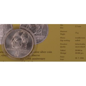 200 Kč 1998 F. Kmoch, plexi pouzdro, karta