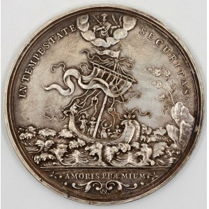 Kremnická medaile se sv. Jiřím b.l. z r. 1726, nová ražba z r. 1914. Sv. Jiří na koni s mečem bojuje s drakem...