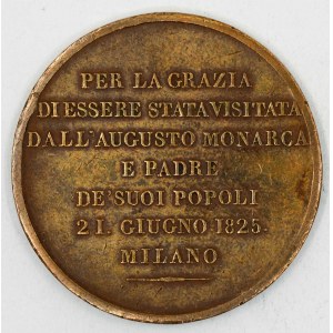 Královská návštěva Milána 1825. Portrét, opis / nápis. Sign. Riconoscente. Bronz 38 mm. Mont.-2494.  dr. hry, n...