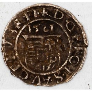 Denár 1561 KB.  st. kor., patina