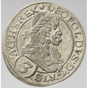 3 krejcar 1670 Vídeň - Fáber.  st. měděnky