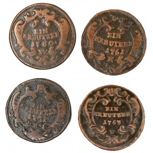 Cu 1 krejcar 1760 W, 1761 K (2 var.), 1763 W