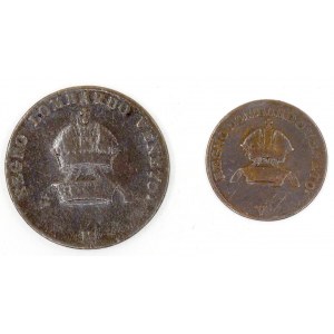 5 centesimi 1822 M, 1 centesimo 1822 V