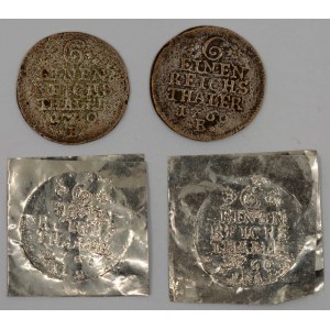 ⅙ tolaru 1766 B, 1770 B ( DOBOVÝ PADĚLEK ) - 2x dobový otisk mince na folii pro srovnání