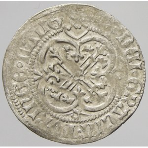 Sasko - Míšeň.  Friedrich II. (1428-64). Mečový groš z let 1457-64, Lipsko, lilie, bez dalších značek. Krug...