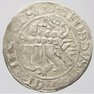 Mečový groš z let 1457-64, Lipsko, lilie, kroužek za zády. Krug-936