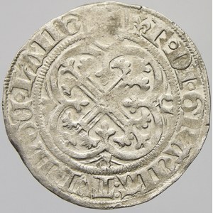 Mečový groš z let 1457-64, Lipsko, lilie, kroužek za zády. Krug-938