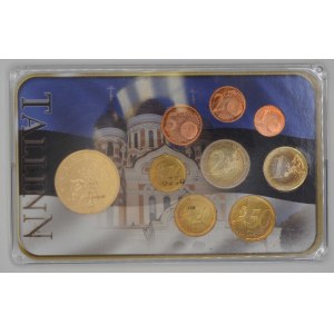 Estonsko.  Sada oběžných mincí Estonska 2011 + žeton, plastový obal