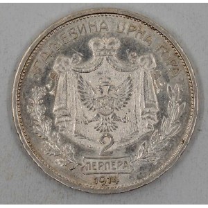 Černá Hora.  Nikola (1860-1918). 2 perper 1914. KM-20