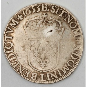 Ludvík XIV. (1643-1715). Ecu 1653 B. KM-155.2