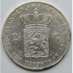 Nizozemí . Vilém II. (1840-49) 2 ½ gulden 1845. KM-6
