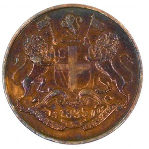 Indie - Britská - Východoindická společnost.  ¼ anna 1835 Bombay. KM-446.2