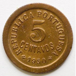5 centavos 1930. KM-1