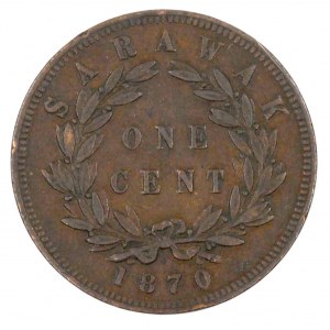 Charles J. Brooke (1868-1917). 1 cent 1870. KM-6.  hranky