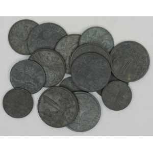 Lot protektorátních mincí 10 haléř - 1 koruna 1940-44, pěkná zachovalost