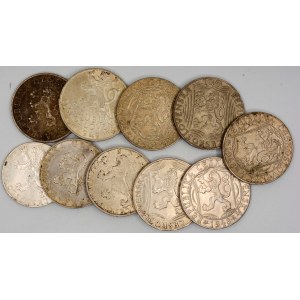 Pamětní mince z let 1947-53: 100 Kčs 6x, 50 Kčs 1x, 3x 10 Kčs 1953