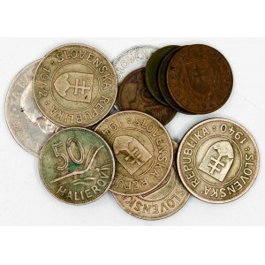 Slovenský štát.  Lot mincí 10 haléř - 5 koruna včetně 20 h 1941 bronz