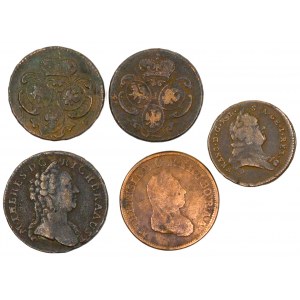 Lot mincí: 1 krejcar a grešle (Marie Terezie), 1/2 krejcar (František Lotrinský)