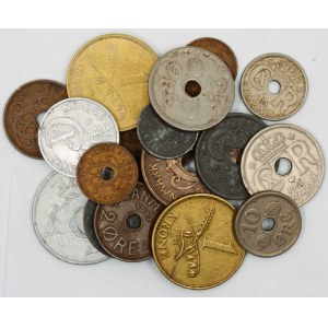 Dánsko.  Lot drobných mincí z let 1927-1946