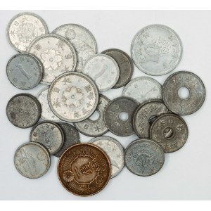 Japonsko.  Hirohito (1926-89). Lot mincí z II. sv. války v nouzových kovech hliník a cín, 1...