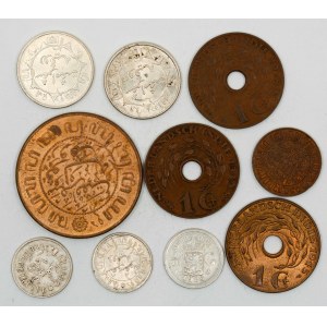 Nizozemská Indie.  Vilemína (1890-1948). Lot mincí od 1/2 do 25 centů 1928-45...