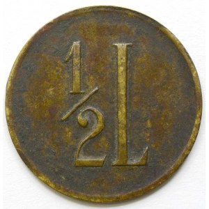 Fr. Dolánek, hodnota 1/2 L. Mosaz 22,4 mm.  patina