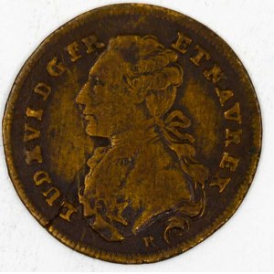 Staré zahraniční tokeny.  Francie.  Ludvík XVI. Token s let. 1782. Mosaz 24 mm