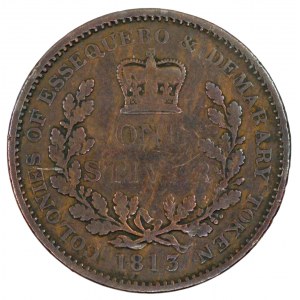 Jiří III.  ESSEQUEBO & DEMARARY token 1 stiver 1813. KM-10.  nedor.