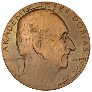 Akademik Josef Dobiáš 1979. Portrét, opis, data / římská mince, nápis. Sign. Prádler. Bronz 55 mm. ČNM-A1...