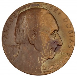 Akademik Josef Dobiáš 1979. Portrét, opis, data / římská mince, nápis. Sign. Prádler. Bronz 55 mm. ČNM-A1...