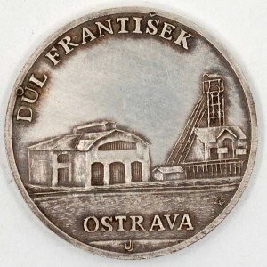 Důl František - Ostrava b.l. (2018). Budovy dolu, opis a nápis / znak, opis. Sign. Jelínek. Ag 0.999 (15,82 g) 30,5 mm...