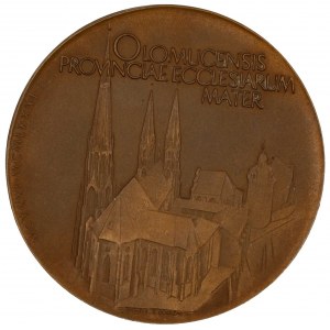 Grmela + Doležal.  850 let chrámu sv. Václava v Olomouci 1981. Dobový portrét Jindřicha Zdíka, nápisy / budova chrámu...