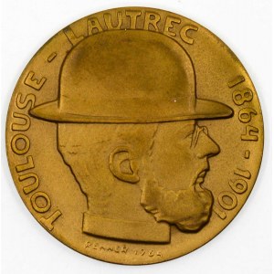 Renner Kalmán.  Toulouse Lotrec 1964. Bronz + bronz potř. 40 mm