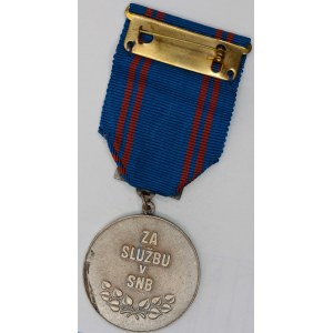 Medaile SNB - Za službu v SNB. Bronz postř. 35 mm, stuha