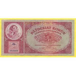 50 Kč 1929, s. Fb, 24bS1. perf. SPECIMEN