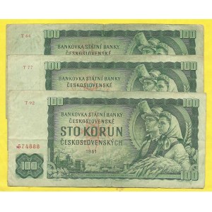100 Kčs 1961, s. T64, 77, 92. H-110c