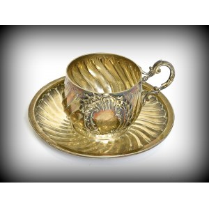 France, Art Nouveau coffee cup with saucer 2nd half of 19th century