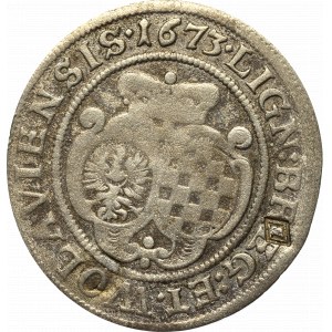 Śląsk, Księstwo Legnicko-Brzesko-Wołowskie, regentka LudwiKa, 6 krajcarów 1673, Brzeg - punca B