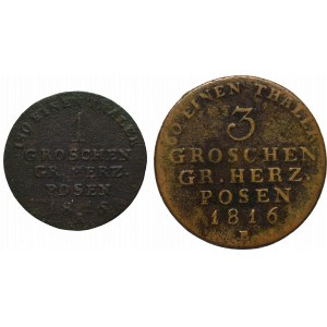 Germany, Grand Duchy of Posen, Lot of Groschen and 3 groschen 1816