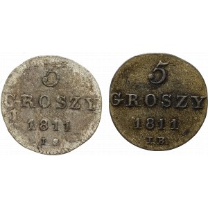 Księstwo Warszawskie zestaw 5 groszy 1811 (2 egz)