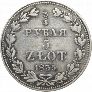 Zabór rosyjski, Mikołaj I, 3/4 rubla=5 złotych 1835, Warszawa