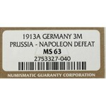 Niemcy, Prusy, 3 marki 1913 - 100 lat wiktorii lipskiej NGC MS63