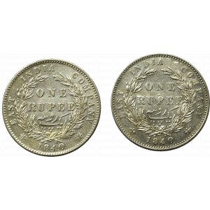 Indie brytyjskie, zestaw 1 Rupia 1840 - 28 jagódek